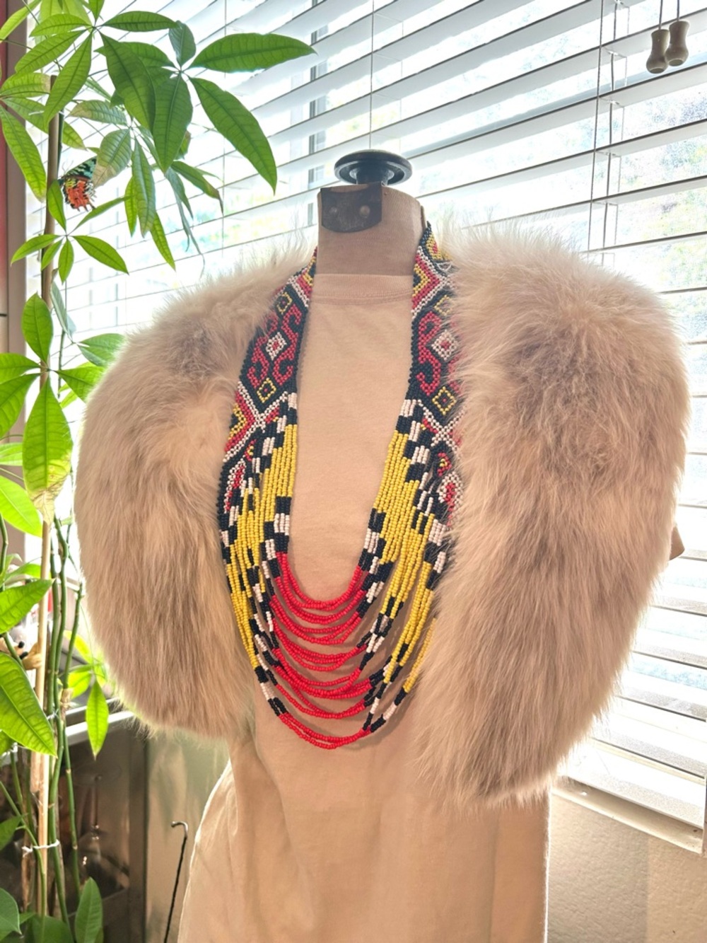 Philippine jewelry tribal T'Boli inspired statement necklace multicolored beaded